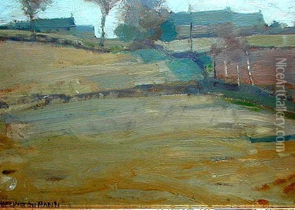 A Farm (c1885) Oil Painting - Harrington Mann