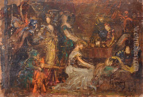 Scene Mythologique Oil Painting - David Eugene Girin