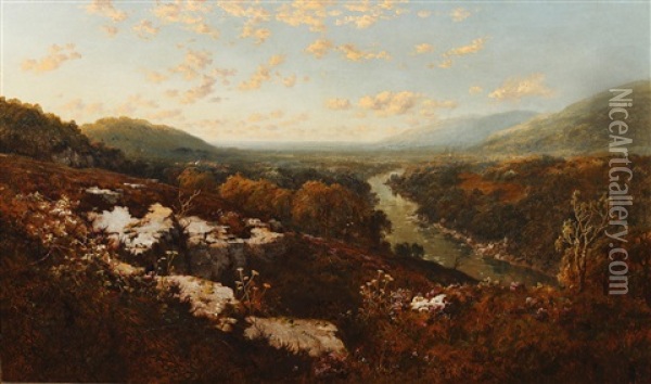 View Of A River In A Moorland Valley Oil Painting - Edmund John Niemann