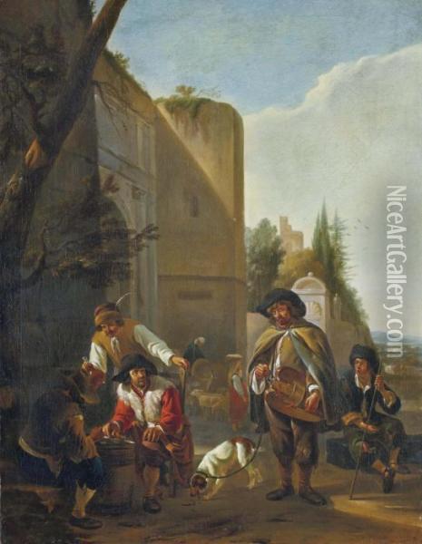 Le Joueur De Vielle Oil Painting - Hendrick Verschuring