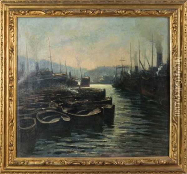 Il Porto Di Genova Oil Painting - Giovanni Cavalli