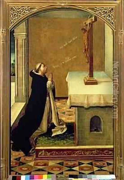 St. Peter Martyr (c.1205-52) at Prayer Oil Painting - Pedro Berruguete