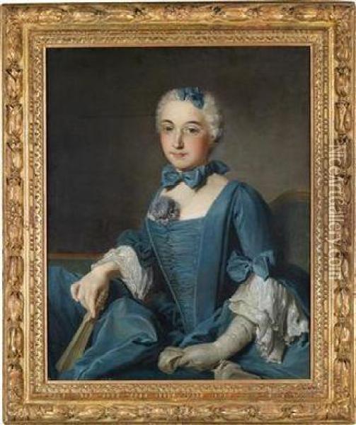 Portrait Of An Elegant Lady Oil Painting - Donatien Nonnotte