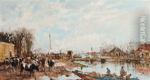 Broek In Waterland Tijdens De Overstrooming In 1916 Oil Painting - Johan Hendrik van Mastenbroek
