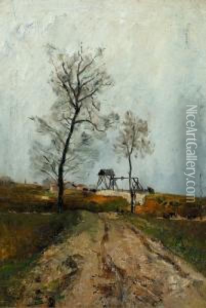 Landschaft Mit Feldweg. Oil Painting - Gustave Jeanneret