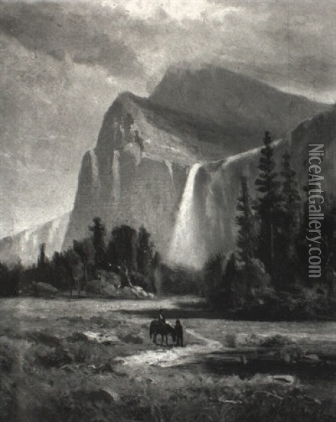 Bridal Veil Falls, Yosemite Oil Painting - William Keith