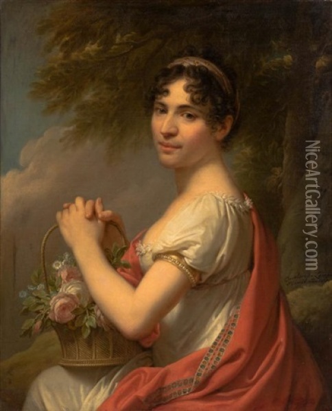 Portrait Of A Noblewoman Oil Painting - Johann Baptist Lampi the Elder