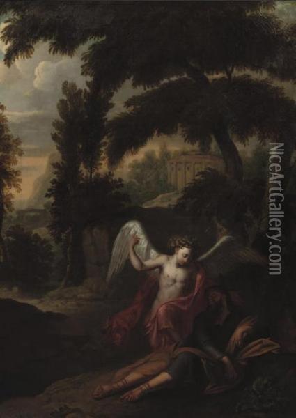 The Angel Visiting Jacob In A Wooded Landscape Oil Painting - Andrea Locatelli