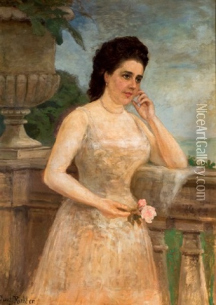 Dama Con Flores Oil Painting - Gustav Karl Ludwig Richter