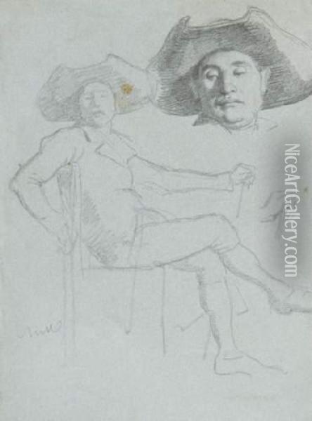 Esquisse D'un Homme Au Chapeau Oil Painting - Jacques Alfred Van Muyden