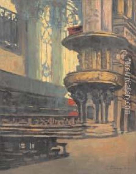 Interno Del Duomo Di Milano Oil Painting - Achille Cattaneo