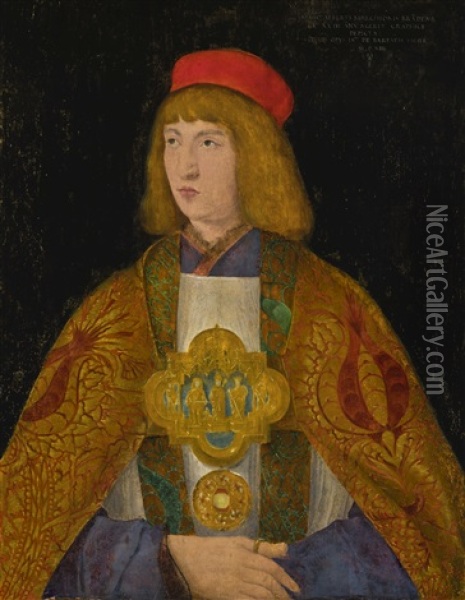 Portrait Of Albrecht Of Brandenburg (1490-1545) Oil Painting - Jacopo de Barbari