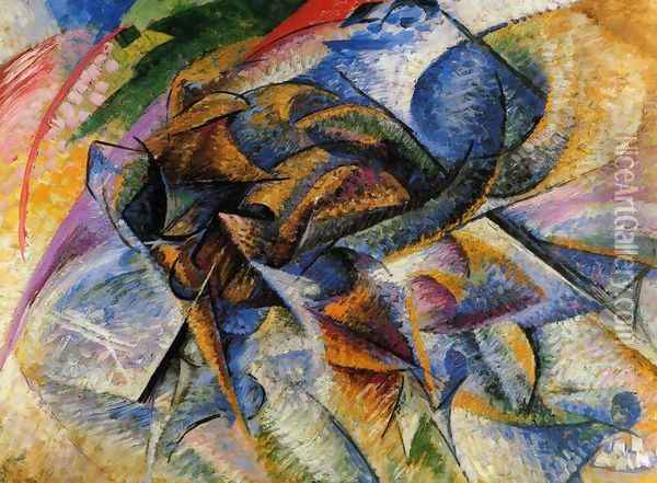 Dynamism of a Cyclist Oil Painting - Umberto Boccioni