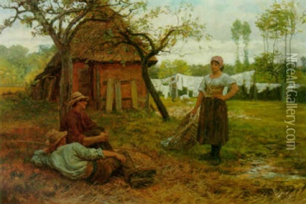 A Rest From The Chores Oil Painting - Frederick Morgan