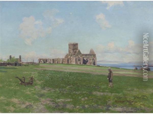 Iona Abbey Oil Painting - George Houston