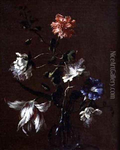 Still life of Caper Flowers Carnations Bindweed and Tulips Oil Painting - Gasparo Lopez