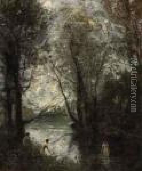 Les Trois Baigneuses Oil Painting - Jean-Baptiste-Camille Corot