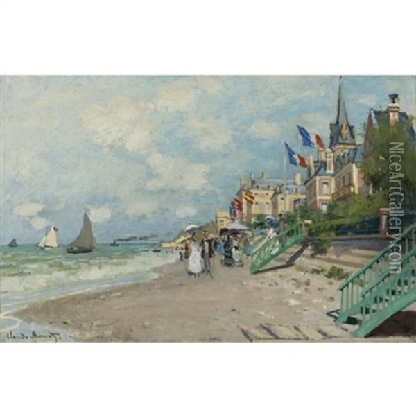 La Plage A Trouville Oil Painting - Claude Monet