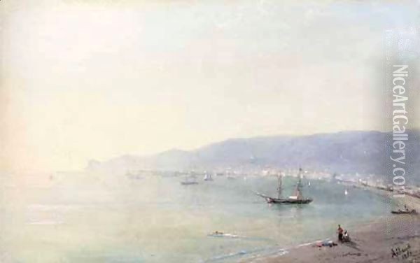 Sailing Boat Off Yalta, Ayu Dag Beyond Oil Painting - Ivan Konstantinovich Aivazovsky