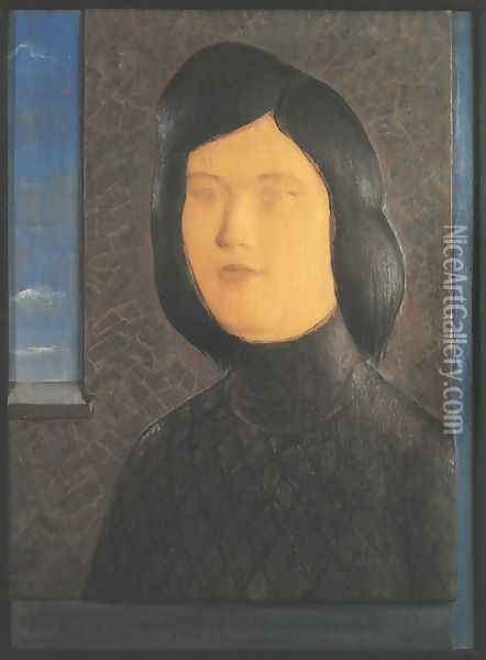 Portrait of the Artist's Daughter Oil Painting - Ludomir Slendzinski