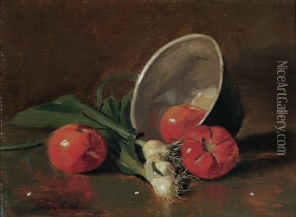 Tomatoes And Leeks Oil Painting - Emil Carlsen