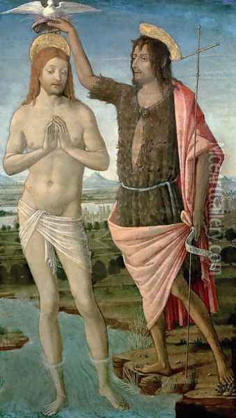 The Baptism of Christ, 1486 Oil Painting - Guidoccio Cozzarelli
