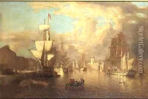 Shipping in Dublin Harbour Oil Painting - Johann Christian Berger