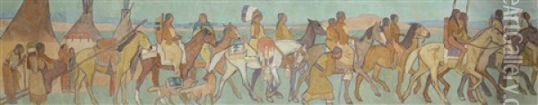 Indian Procession Oil Painting - Edwin Willard Deming