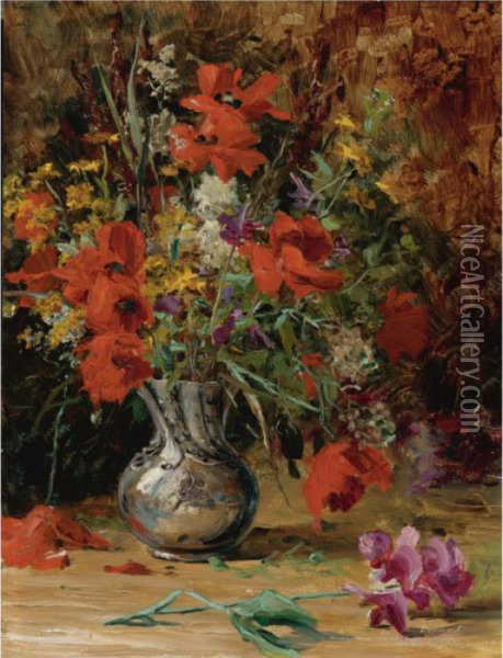 A Bouquet Of Flowers Oil Painting - Louis Aston Knight