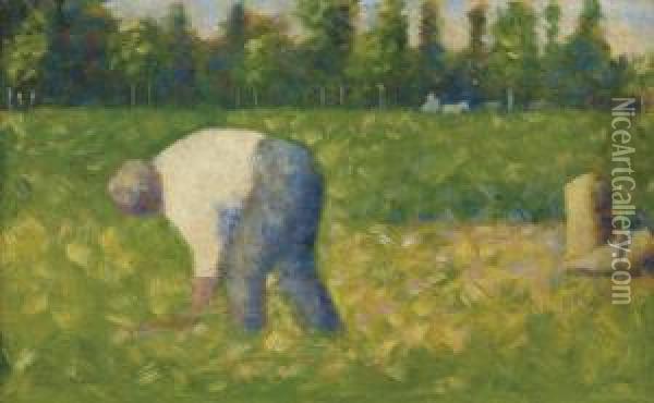 Paysan Travaillant Oil Painting - Georges Seurat