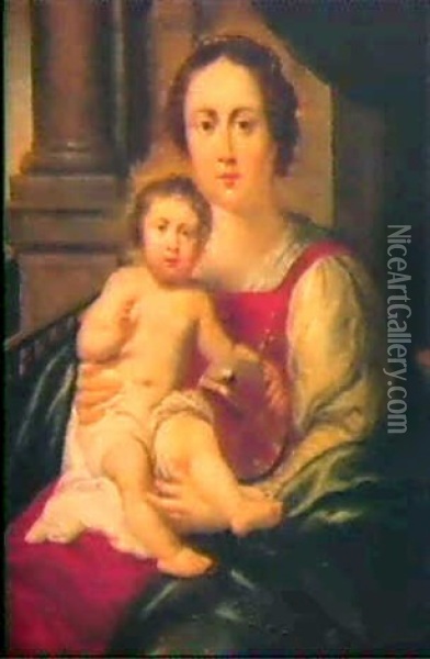 Madonna Mit Kind Vor Einem Architekturhintergrund Oil Painting - Marten Pepyn