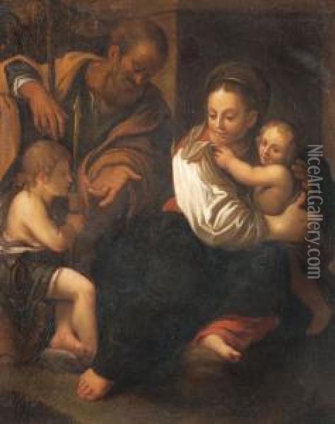 Szent Csalad Keresztelo Szent Janossal Oil Painting - Bartolomeo Schedoni