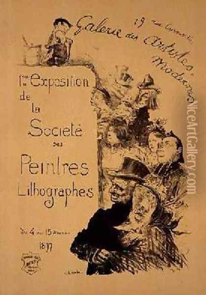 Reproduction of a poster advertising The Society of Lithography Painters Exhibition at the Gallerie des Artistes Modernes Oil Painting - Charles Leandre