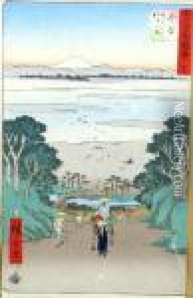 Chemin Arbore Et Mont Fuji Oil Painting - Utagawa or Ando Hiroshige