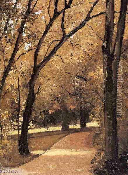 Yerres Path Through The Old Growth Woods In The Park Oil Painting - Gustave Caillebotte