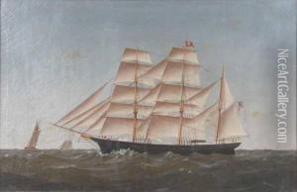 The Europa, Three-masted Vessel Oil Painting - Warren W. Sheppard