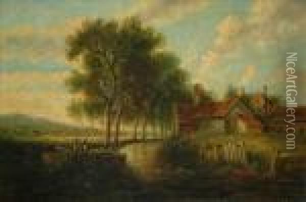 Rusticscene With Cottage Oil Painting - John Constable