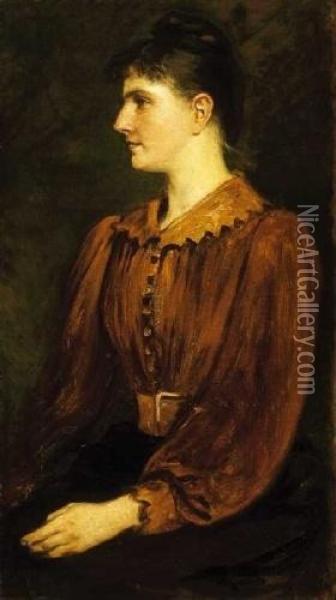 Lady In Red Blouse Oil Painting - Karoly Lotz