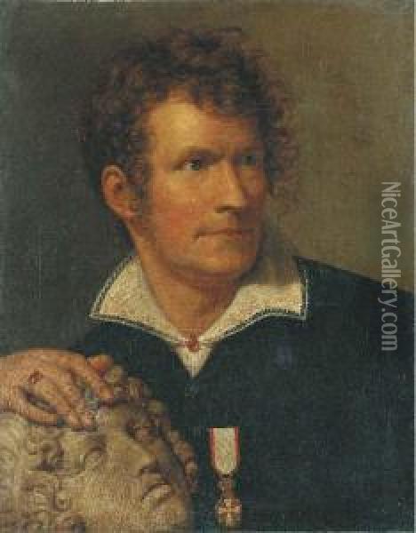 Portrait Of Bertel Thorvaldsen, Danish Sculptor Oil Painting - Rudolf Suhrlandt