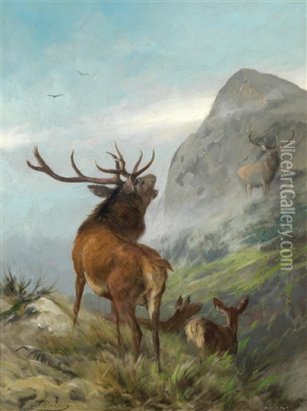 Ein Hirsch Oil Painting - Carl Friedrich Deiker
