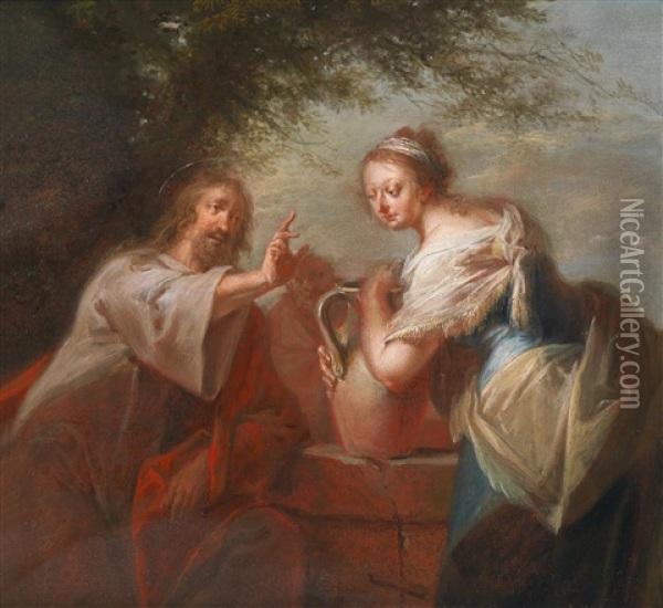 Christus Und Die Samariterin Am Brunnen Oil Painting - Johann Conrad Seekatz
