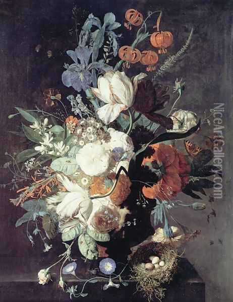A Vase of Flowers Oil Painting - Jan Van Huysum