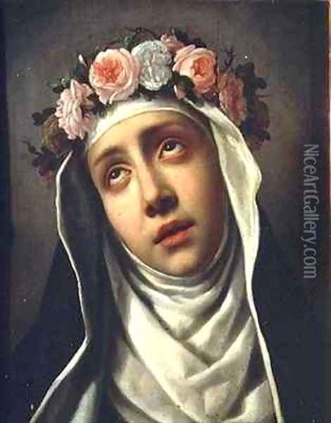 St Rose of Lima 1586-1617 Oil Painting - Carlo Dolci