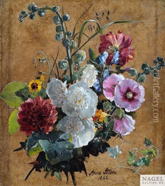 Bouquet Aus Bunten Sommerblumen Oil Painting - Anna Peters