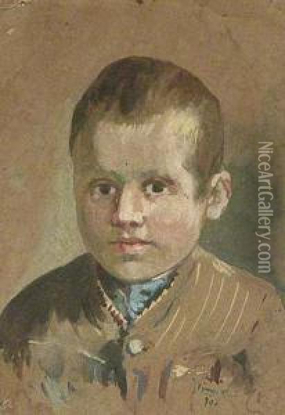 Retrato Infantil. Oil Painting - Joan Llimona