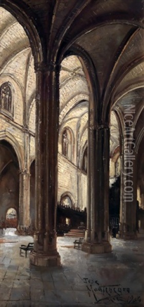 Interior De Iglesia Oil Painting - Jose Montenegro Cappell