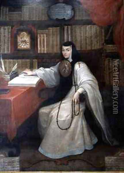 Portrait of Sor Juana Ines de la Cruz Oil Painting - Miguel Cabrera