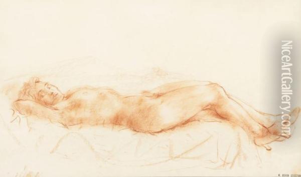 Reclining Nude Oil Painting - Reginald Marsh