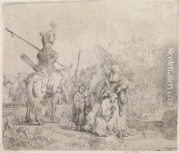 The Baptism Of The Eunuch<</b> Oil Painting - Rembrandt Van Rijn