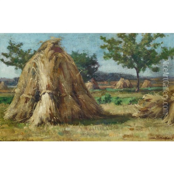 Getreideschober Oil Painting - Alfred Rehfous